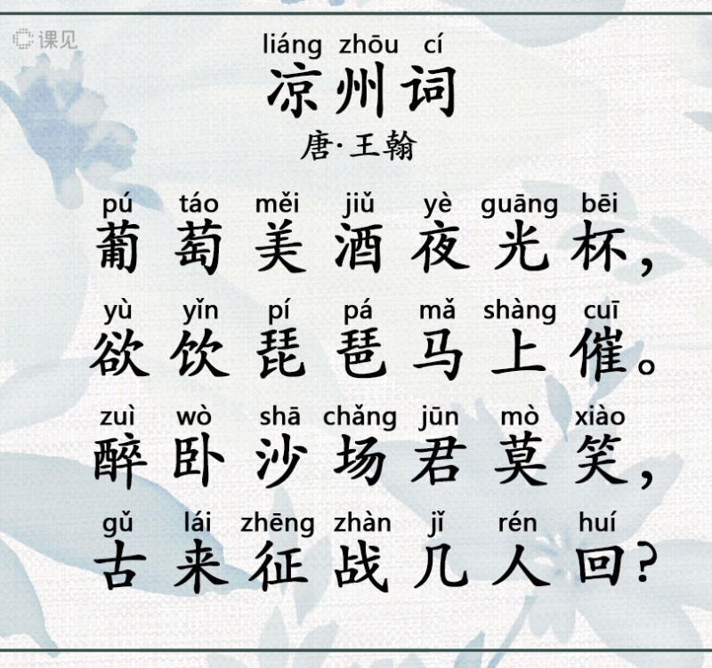 第46课:凉州词——唐·王翰(第10周:抒发爱国情怀的诗)