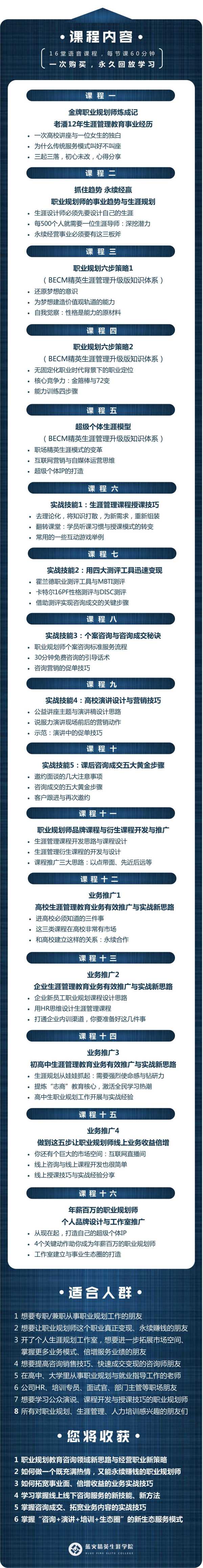 金牌职业规划师密训,16节实战课程,成为一名会赚钱的职规大咖