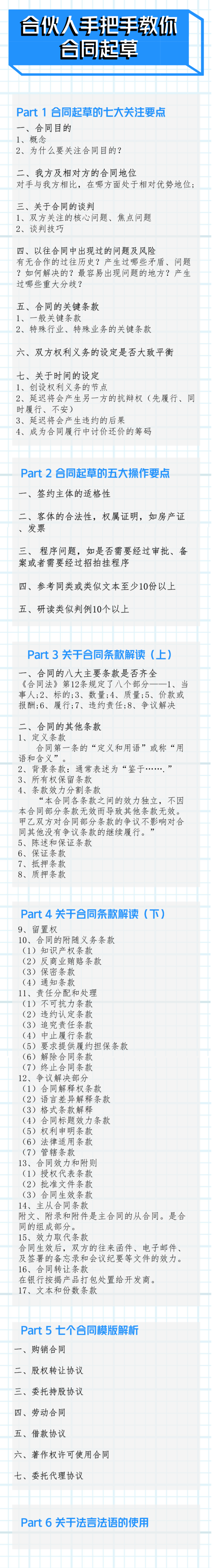合伙人手把手教你合同起草【完结】