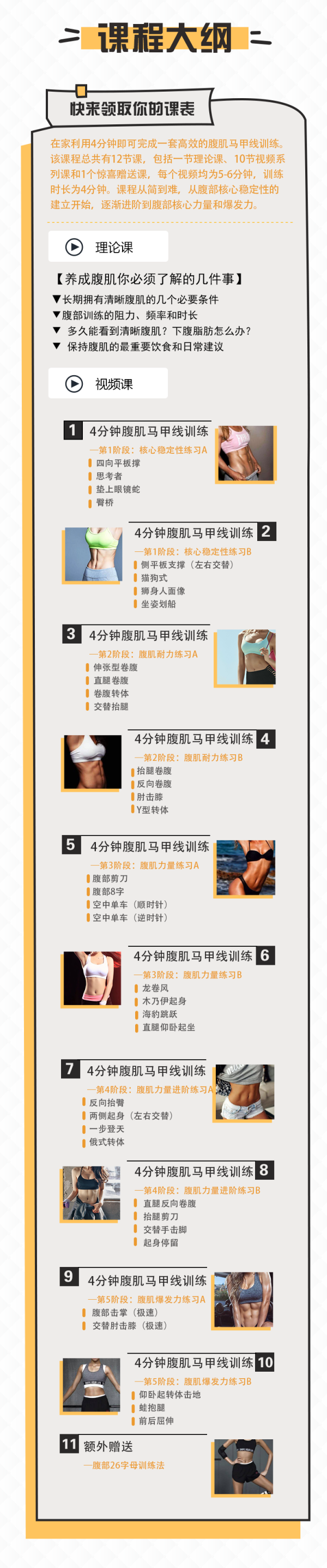 每天4分钟,12天练出腹肌马甲线!