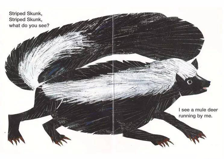 我看到一只条纹臭鼬大摇大摆地从我身边走过.