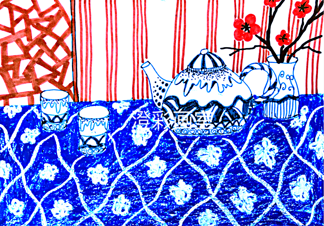 石炉敲火试新茶 绘画材料准备:素描纸或者马克纸,马克笔或者水彩笔
