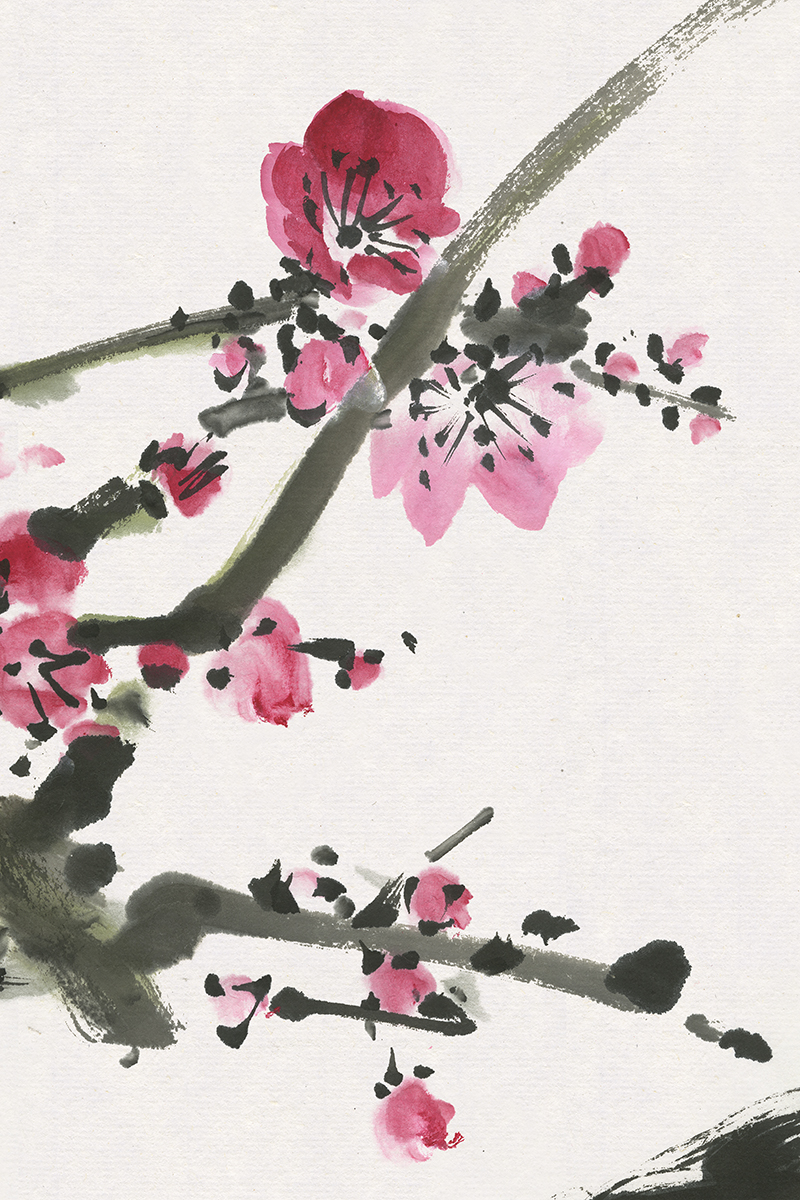 陈葆棣花鸟画——《闻鸡起舞》