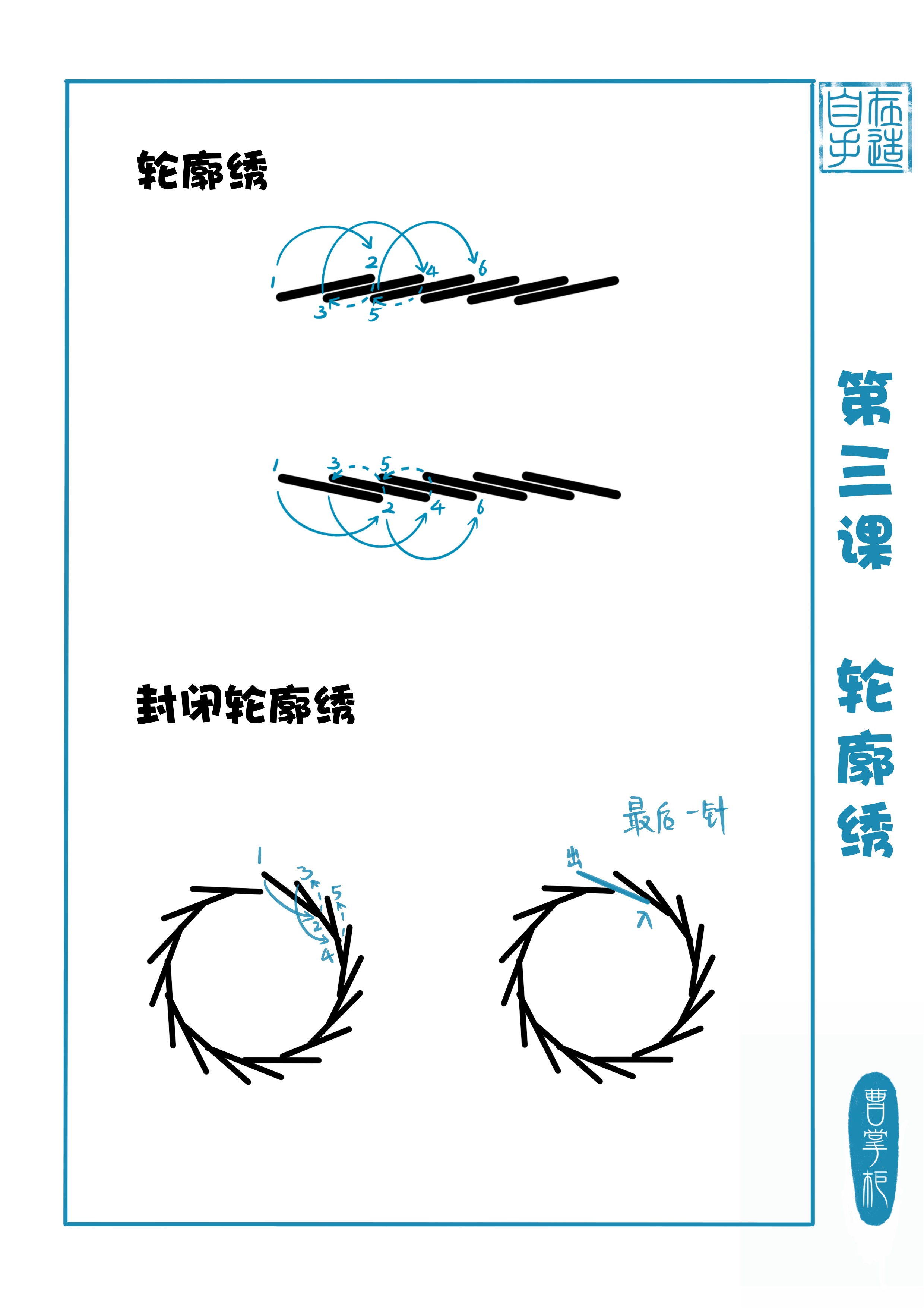 轮廓针绣图片