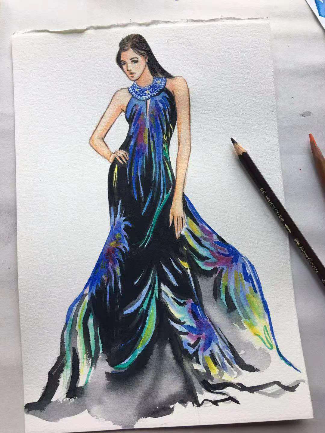 服装设计---雪纺裙画技法