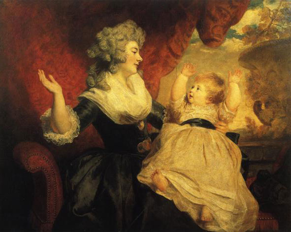 德文郡公爵夫人和她的女儿-雷诺兹作.jpg