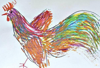 再比如这个叉子画出来的小刺猬!